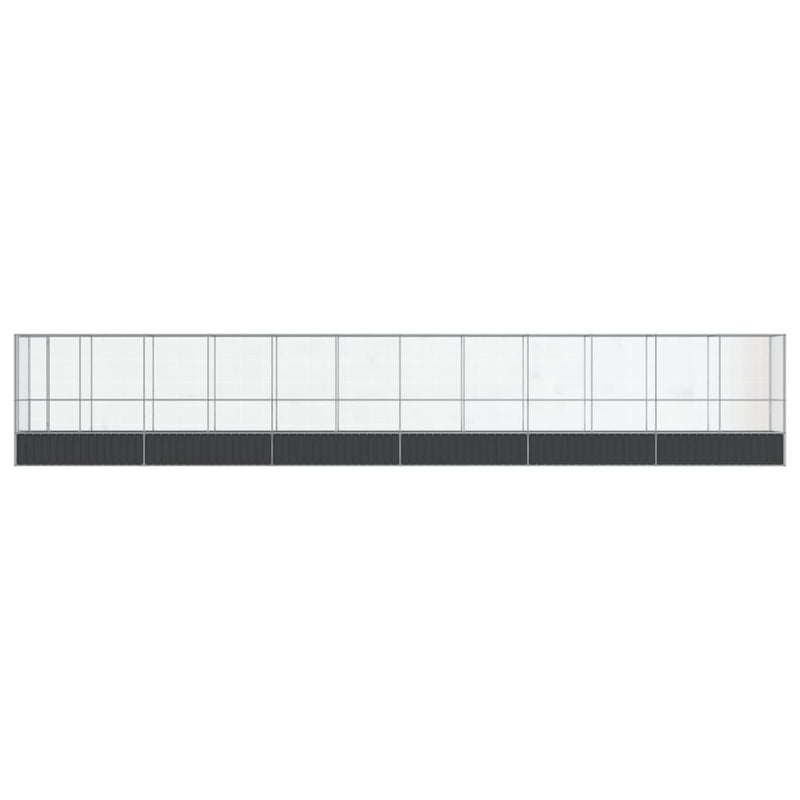 vidaXL ezüstszínű acél madárház bővítménnyel 1250,5x107x212 cm