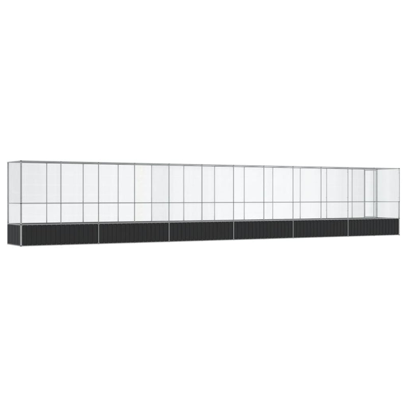 vidaXL ezüstszínű acél madárház bővítménnyel 1250,5x107x212 cm
