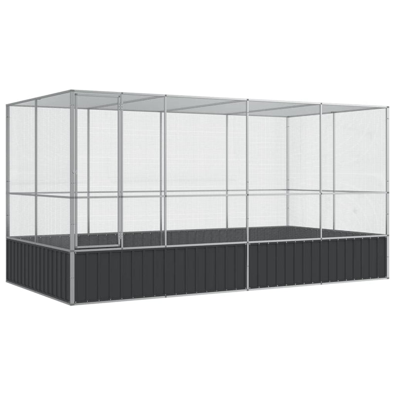 vidaXL ezüstszínű acél madárház bővítménnyel 418x207x212 cm