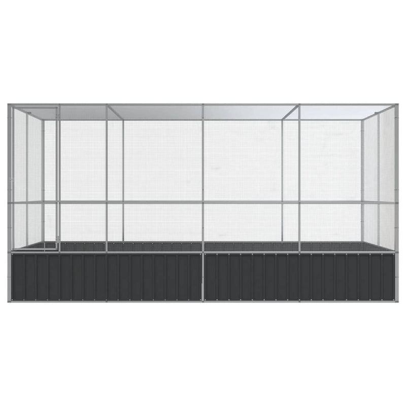 vidaXL ezüstszínű acél madárház bővítménnyel 418x207x212 cm
