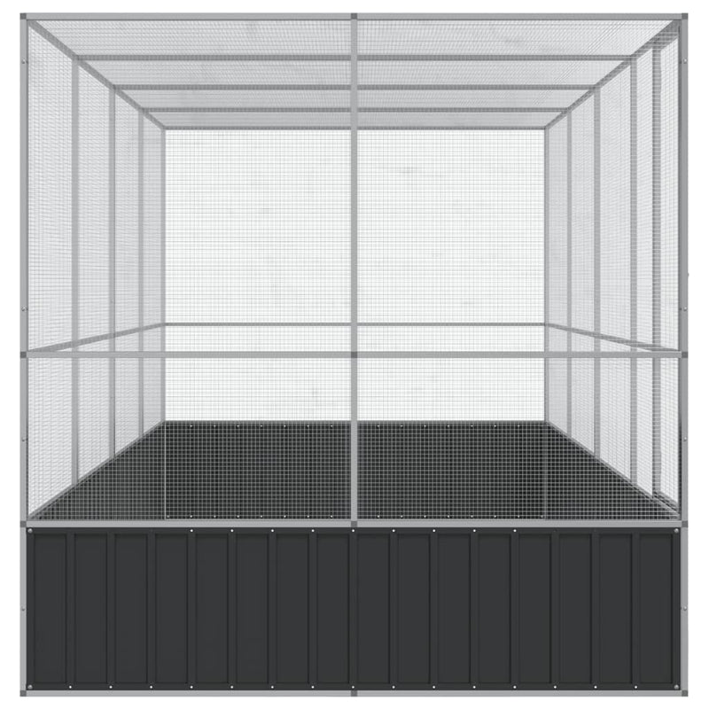 vidaXL ezüstszínű acél madárház bővítménnyel 418x207x212 cm
