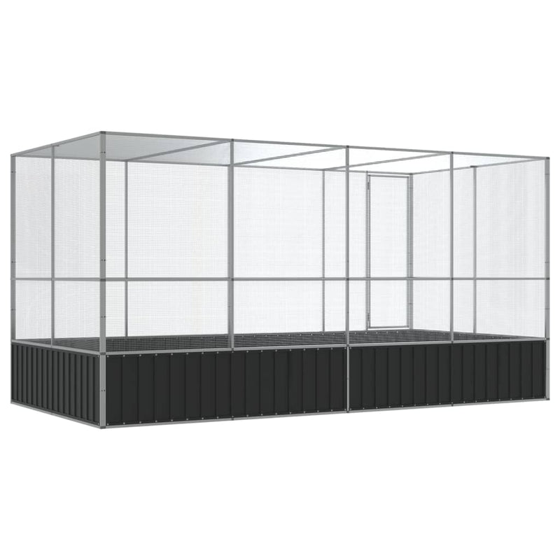 vidaXL ezüstszínű acél madárház bővítménnyel 418x207x212 cm