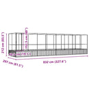 vidaXL ezüstszínű acél madárház bővítménnyel 832x207x212 cm