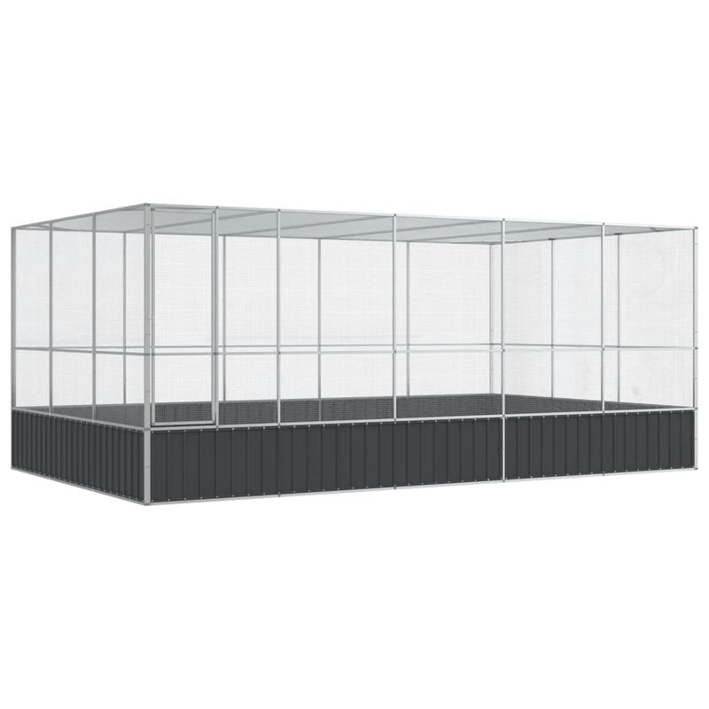 vidaXL ezüstszínű acél madárház bővítménnyel 518x307x212 cm