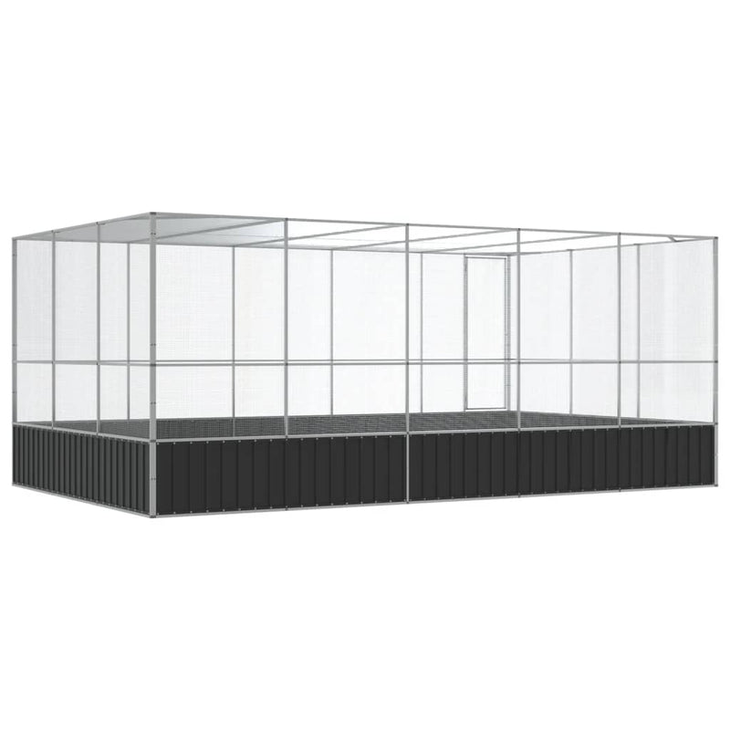 vidaXL ezüstszínű acél madárház bővítménnyel 518x307x212 cm