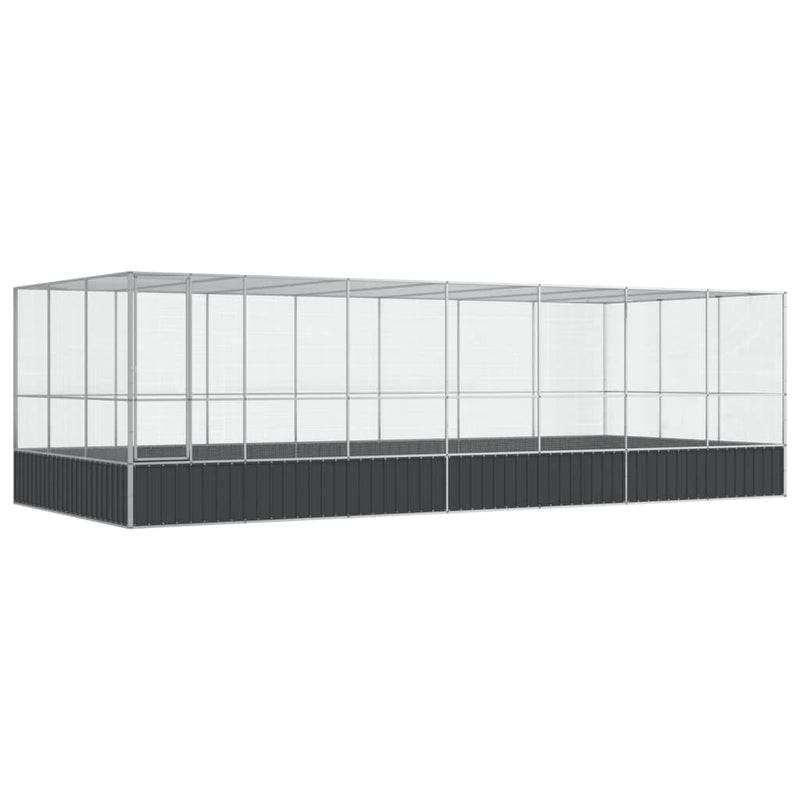 vidaXL ezüstszínű acél madárház bővítménnyel 725x307x212 cm