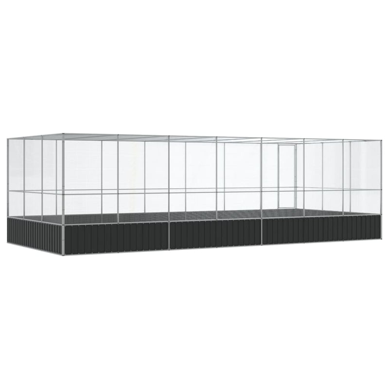 vidaXL ezüstszínű acél madárház bővítménnyel 725x307x212 cm