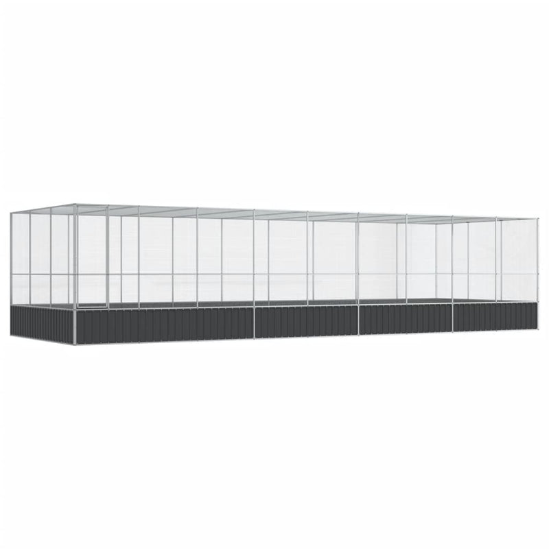 vidaXL ezüstszínű acél madárház bővítménnyel 932x307x212 cm
