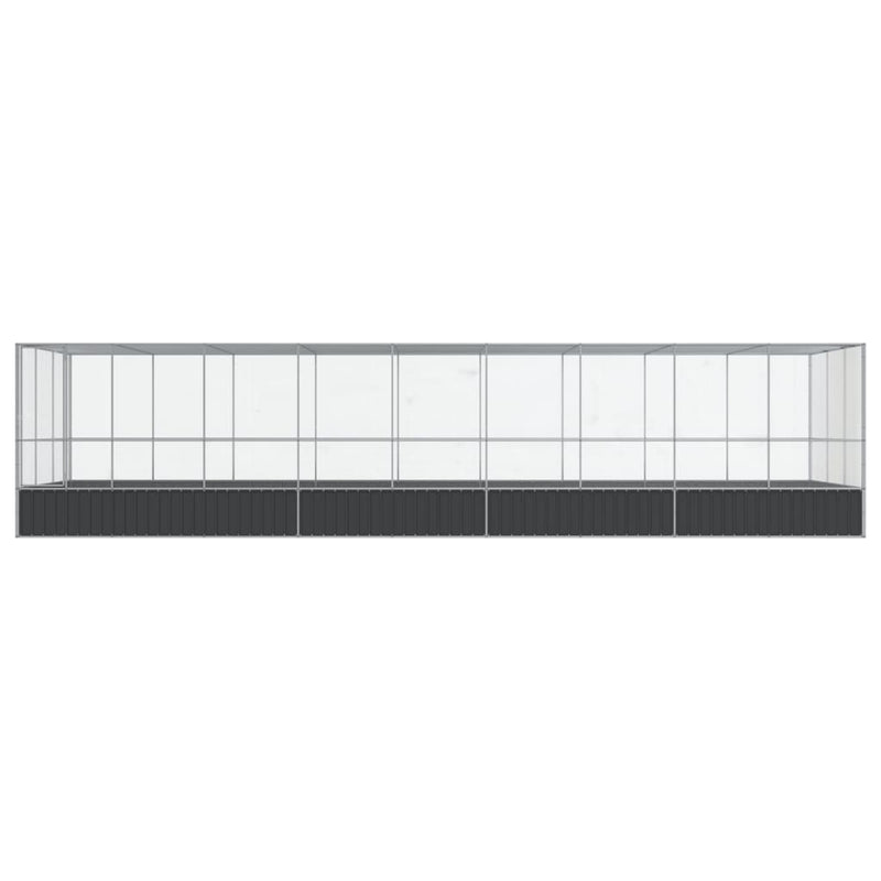vidaXL ezüstszínű acél madárház bővítménnyel 932x307x212 cm