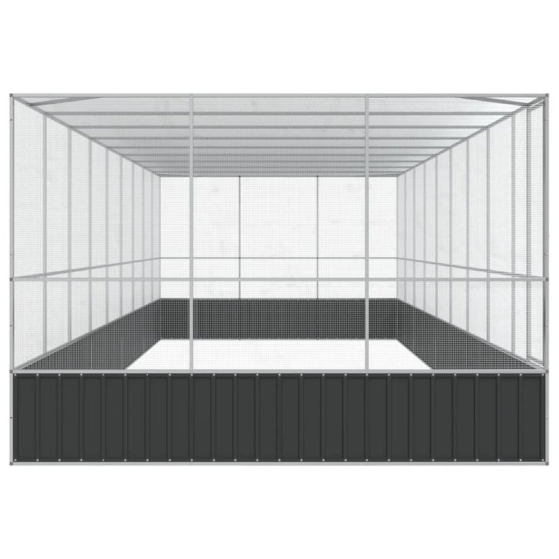 vidaXL ezüstszínű acél madárház bővítménnyel 932x307x212 cm