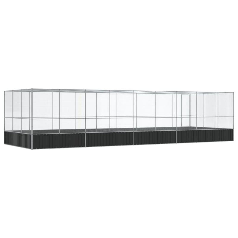 vidaXL ezüstszínű acél madárház bővítménnyel 932x307x212 cm