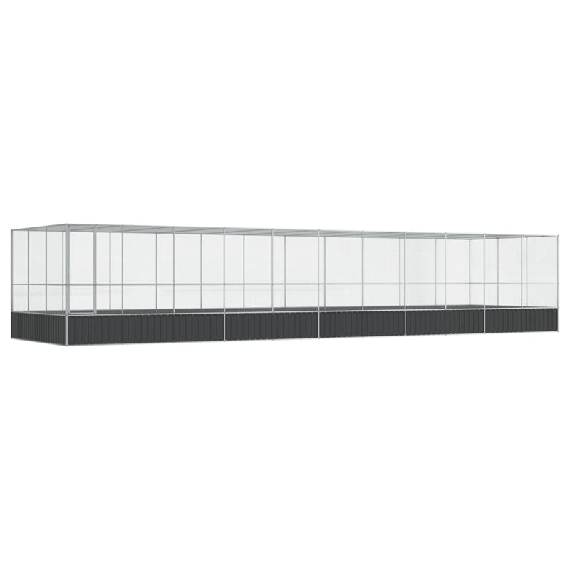 vidaXL ezüstszínű acél madárház bővítménnyel 1139x307x212 cm