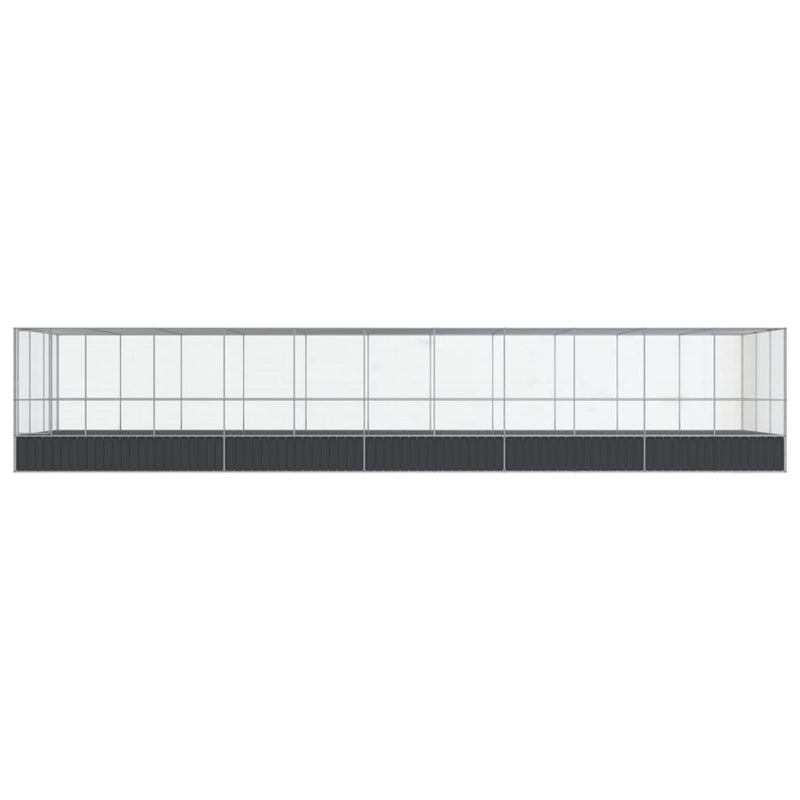 vidaXL ezüstszínű acél madárház bővítménnyel 1139x307x212 cm