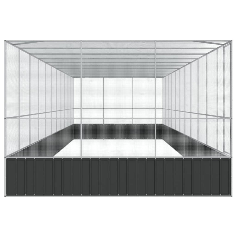 vidaXL ezüstszínű acél madárház bővítménnyel 1139x307x212 cm
