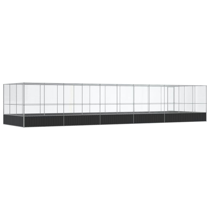 vidaXL ezüstszínű acél madárház bővítménnyel 1139x307x212 cm
