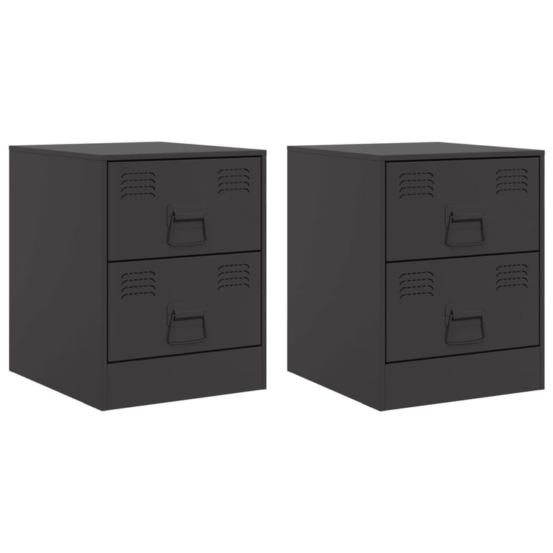 vidaXL 2 db fekete acél éjjeliszekrény 34,5 x 39 x 44 cm
