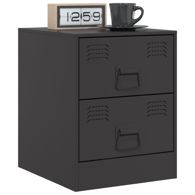 vidaXL 2 db fekete acél éjjeliszekrény 34,5 x 39 x 44 cm