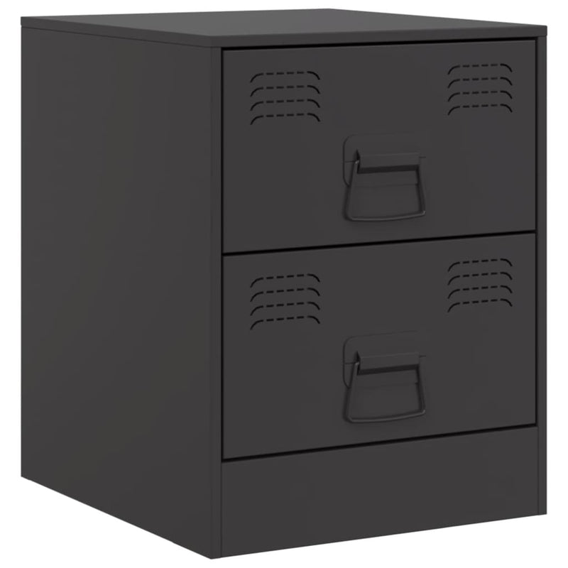 vidaXL 2 db fekete acél éjjeliszekrény 34,5 x 39 x 44 cm
