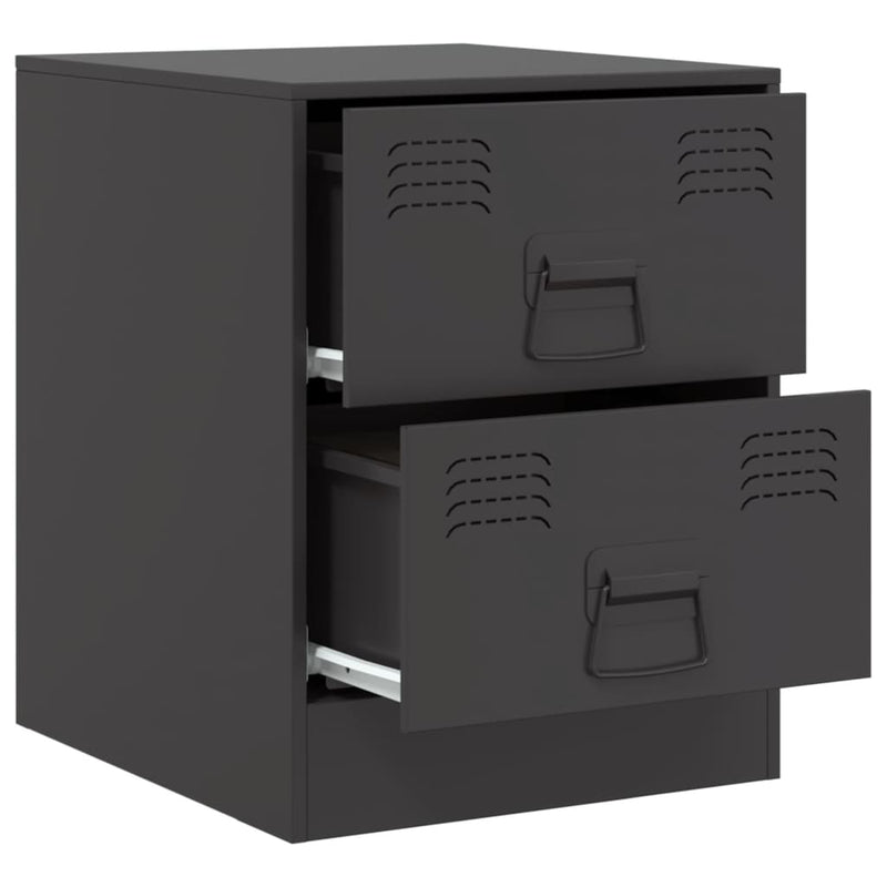 vidaXL 2 db fekete acél éjjeliszekrény 34,5 x 39 x 44 cm