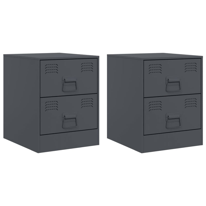 vidaXL 2 db antracitszürke acél éjjeliszekrény 34,5 x 39 x 44 cm
