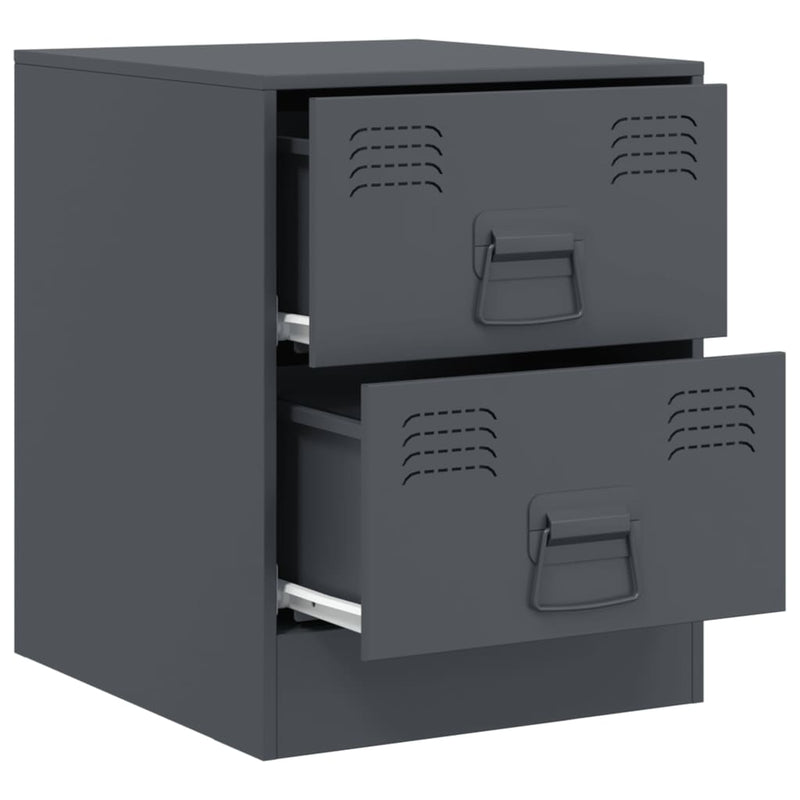 vidaXL 2 db antracitszürke acél éjjeliszekrény 34,5 x 39 x 44 cm