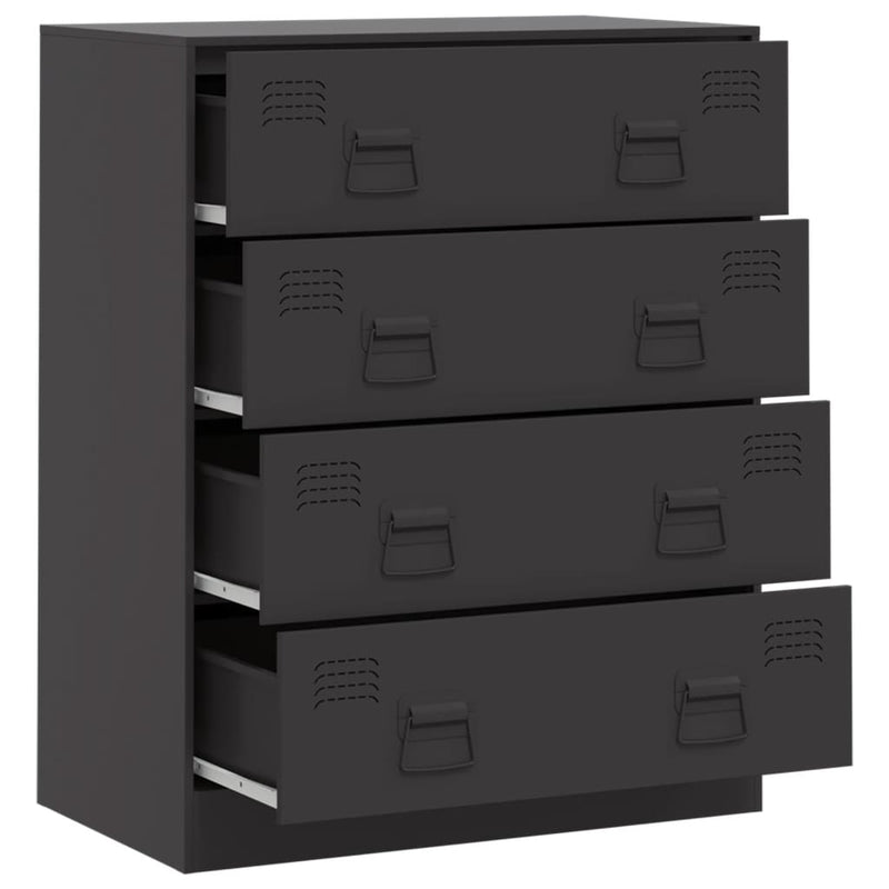 vidaXL fekete acél tálalószekrény 67 x 39 x 83 cm