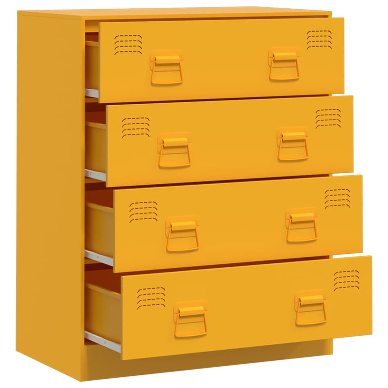 vidaXL mustársárga acél tálalószekrény 67 x 39 x 83 cm