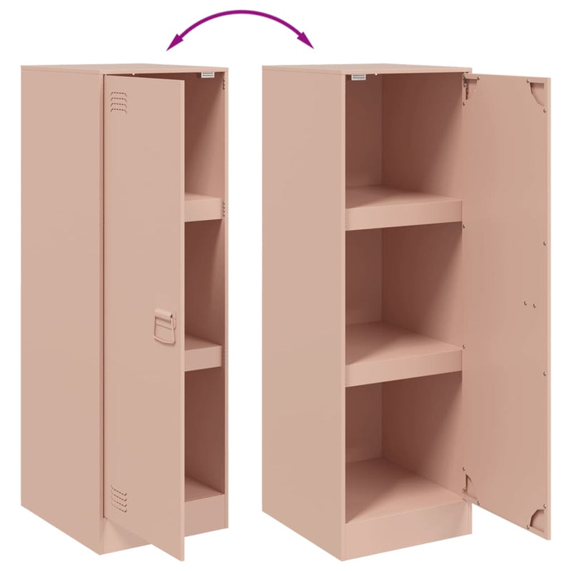 vidaXL rózsaszín acél tálalószekrény 34,5x39x107 cm