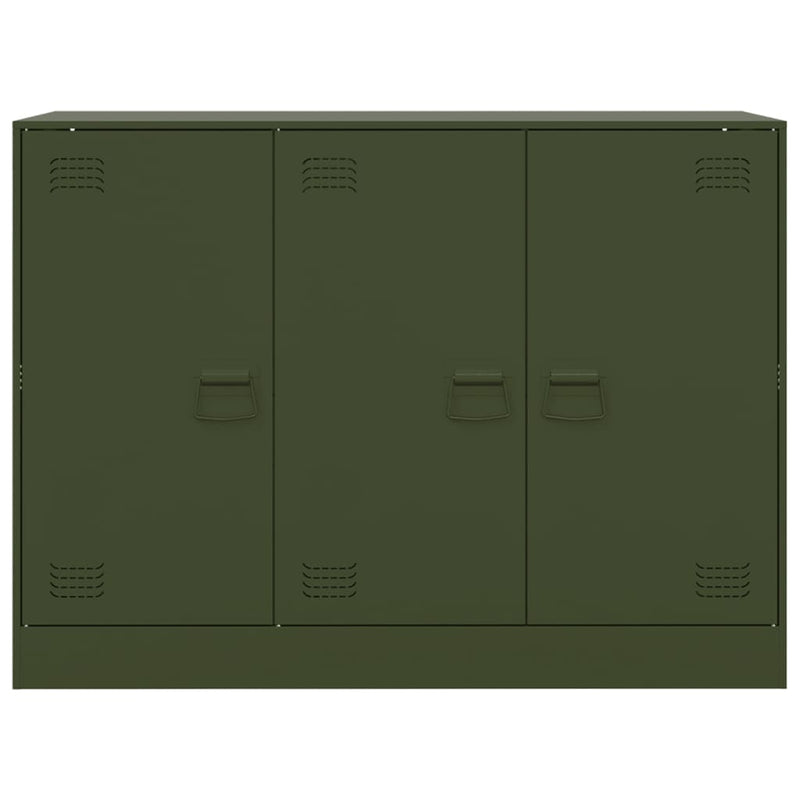 vidaXL olívazöld acél tálalószekrény 99x39x73 cm
