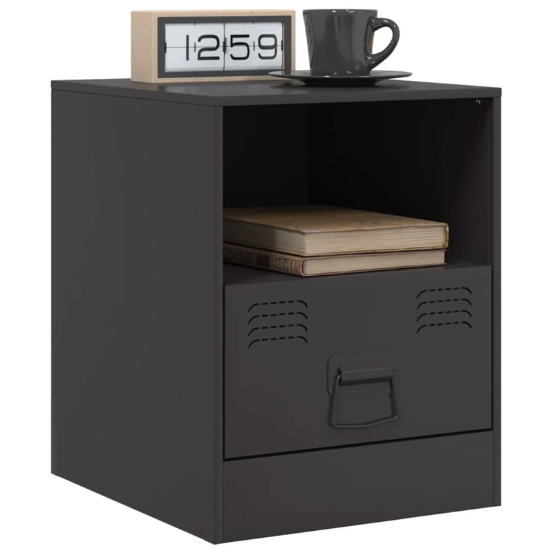 vidaXL 2 db fekete acél éjjeliszekrény 34,5 x 39 x 44 cm