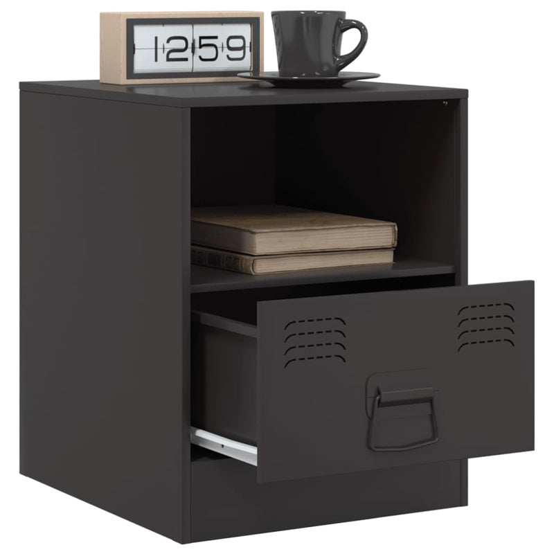 vidaXL 2 db fekete acél éjjeliszekrény 34,5 x 39 x 44 cm