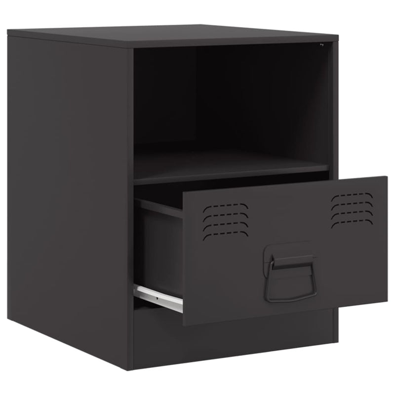 vidaXL 2 db fekete acél éjjeliszekrény 34,5 x 39 x 44 cm