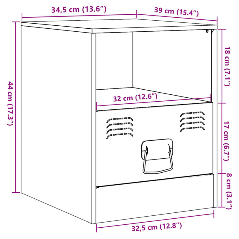 vidaXL 2 db fekete acél éjjeliszekrény 34,5 x 39 x 44 cm