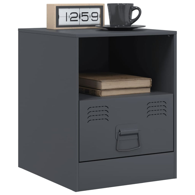vidaXL 2 db antracitszürke acél éjjeliszekrény 34,5 x 39 x 44 cm