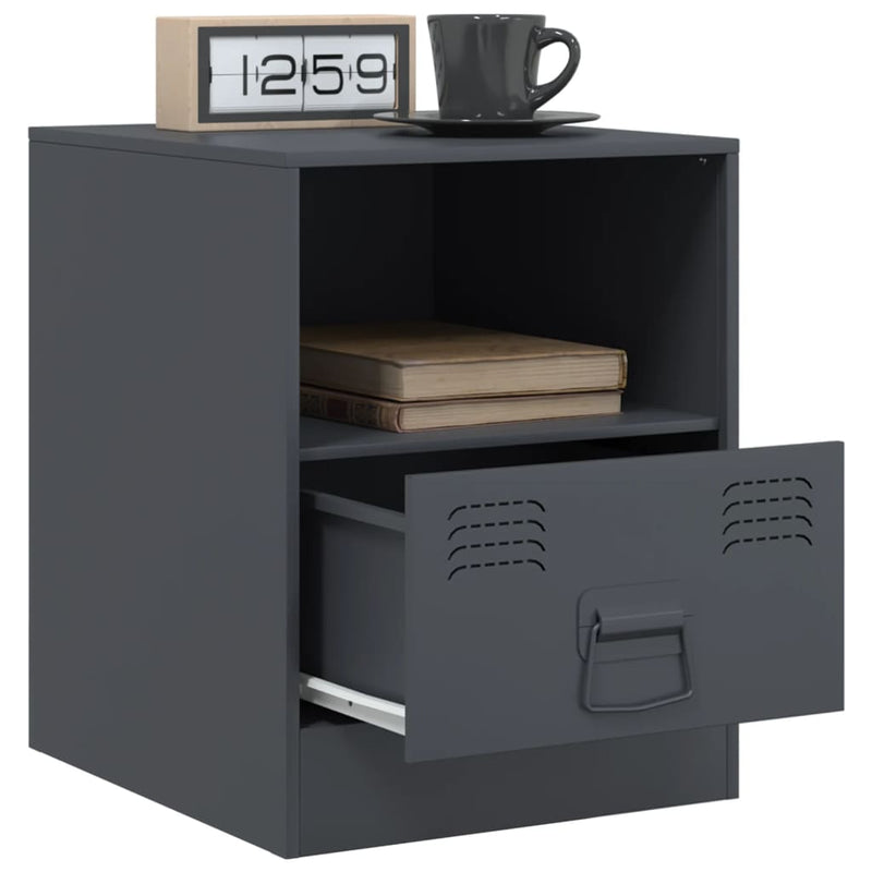 vidaXL 2 db antracitszürke acél éjjeliszekrény 34,5 x 39 x 44 cm