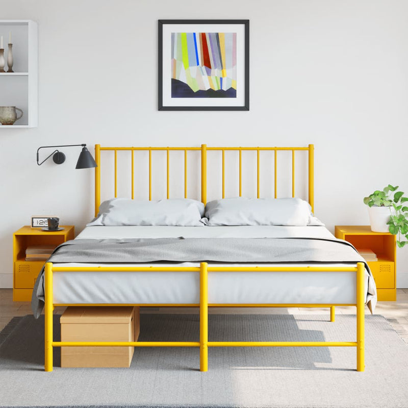 vidaXL 2 db mustársárga acél éjjeliszekrény 34,5 x 39 x 44 cm