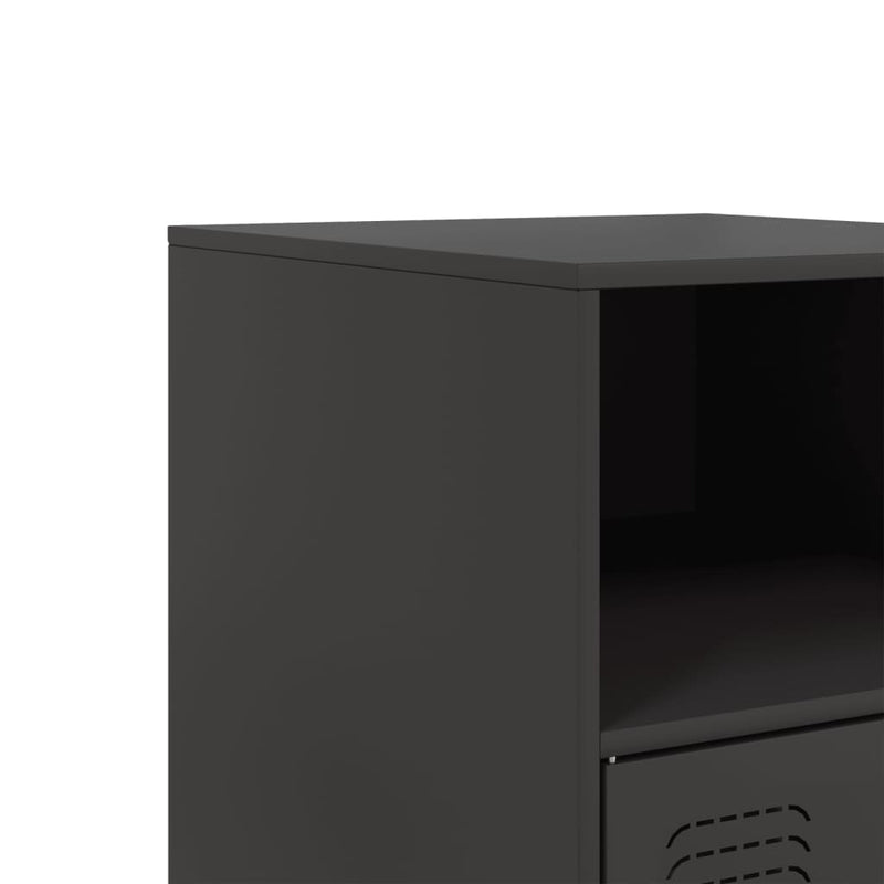 vidaXL 2 db fekete acél éjjeliszekrény 34,5x39x62 cm