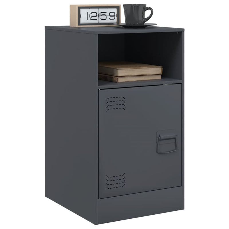 vidaXL 2 db antracitszürke acél éjjeliszekrény 34,5x39x62 cm