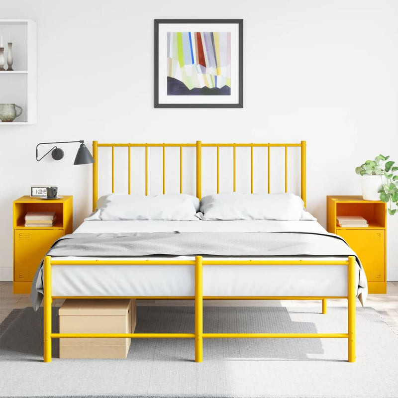 vidaXL 2 db mustársárga acél éjjeliszekrény 34,5 x 39 x 62 cm