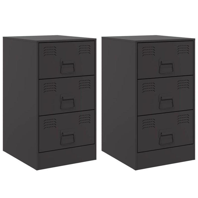 vidaXL 2 db fekete acél éjjeliszekrény 34,5x39x62 cm