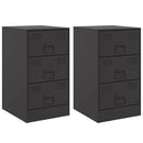 vidaXL 2 db fekete acél éjjeliszekrény 34,5x39x62 cm