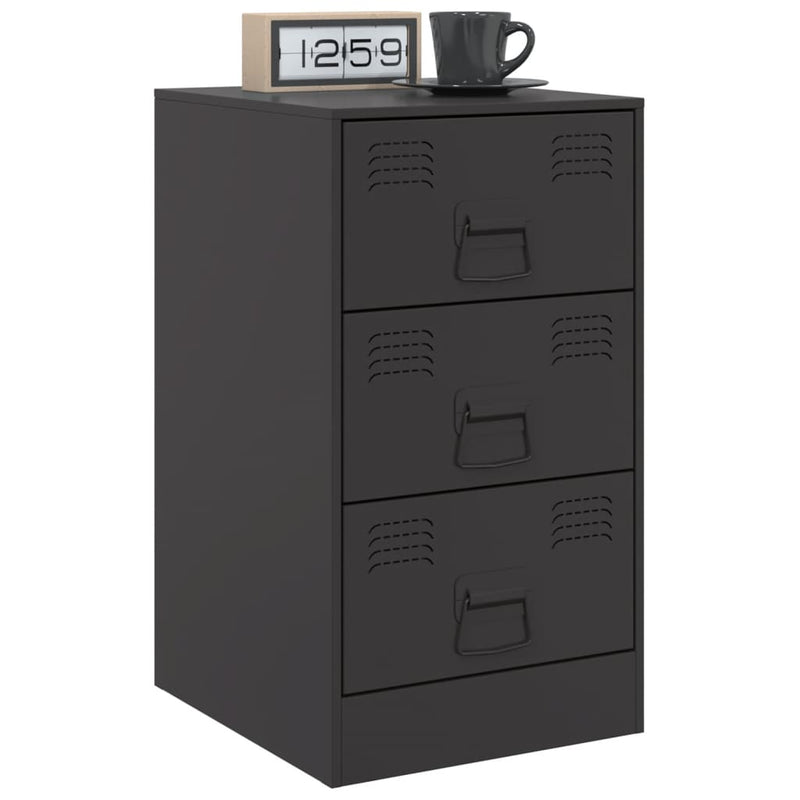 vidaXL 2 db fekete acél éjjeliszekrény 34,5x39x62 cm