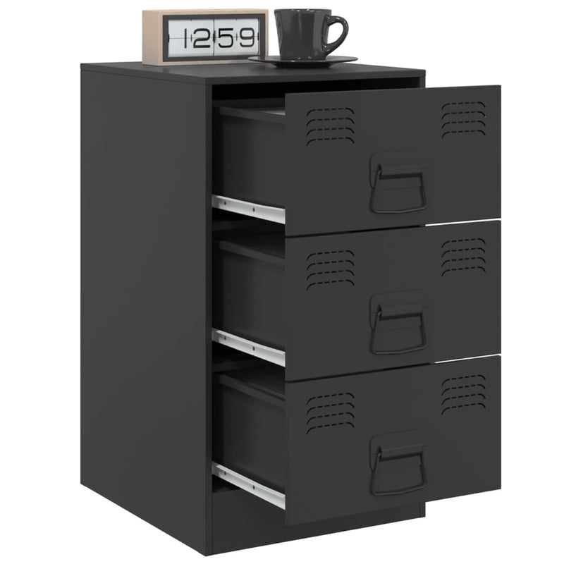 vidaXL 2 db fekete acél éjjeliszekrény 34,5x39x62 cm