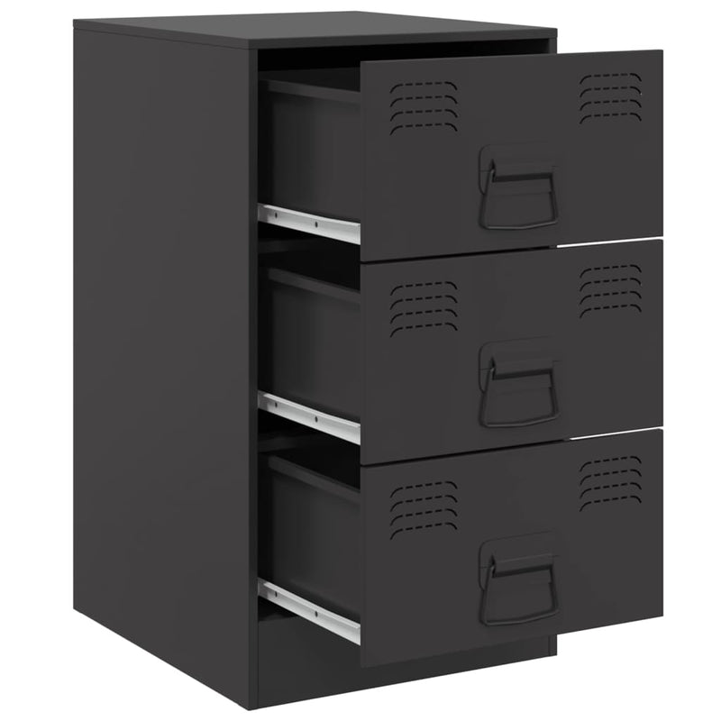 vidaXL 2 db fekete acél éjjeliszekrény 34,5x39x62 cm