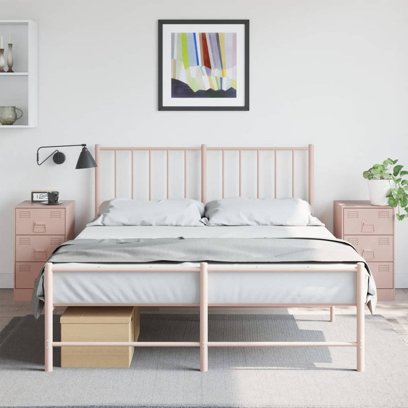 vidaXL 2 db rózsaszín acél éjjeliszekrény 34,5x39x62 cm