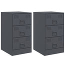 vidaXL 2 db antracitszürke acél éjjeliszekrény 34,5x39x62 cm