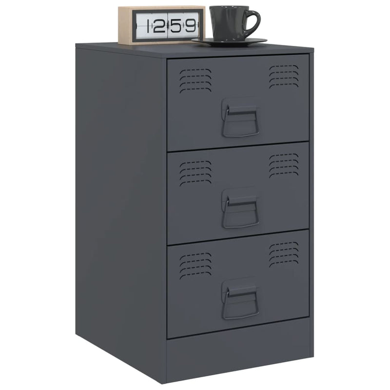 vidaXL 2 db antracitszürke acél éjjeliszekrény 34,5x39x62 cm