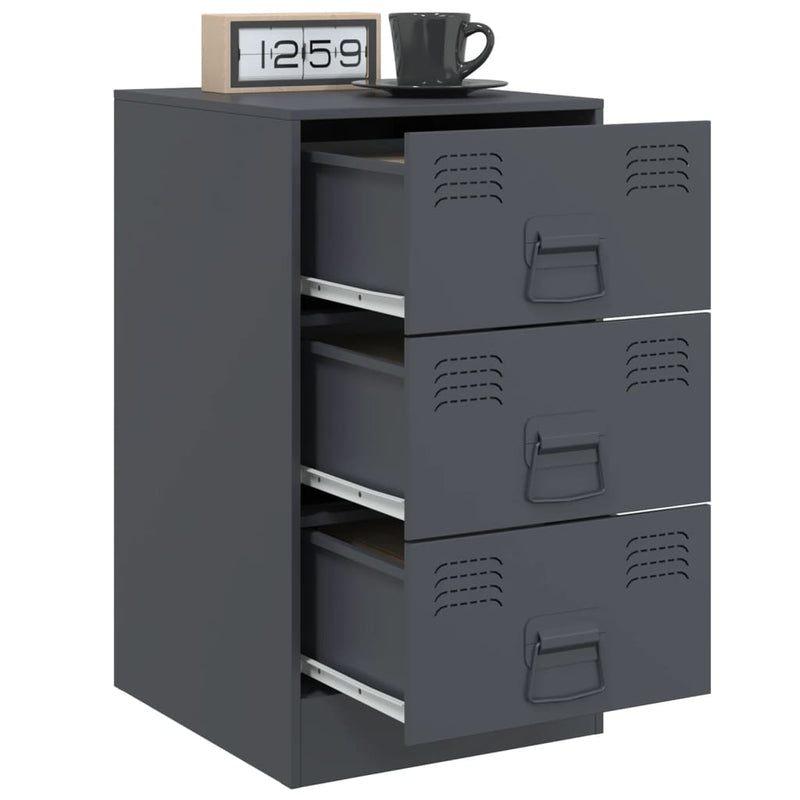 vidaXL 2 db antracitszürke acél éjjeliszekrény 34,5x39x62 cm