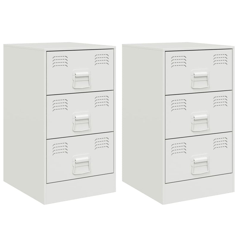 vidaXL 2 db fehér acél éjjeliszekrény 34,5x39x62 cm