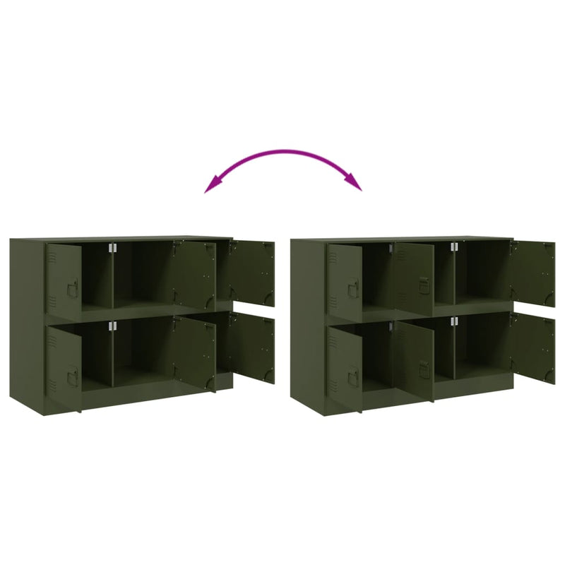 vidaXL olívazöld acél tálalószekrény 99x39x73 cm